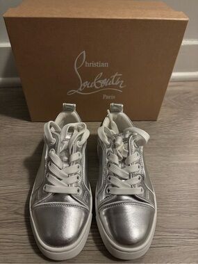 Christian Louboutin Silver Metallic Low-Top Sneakers